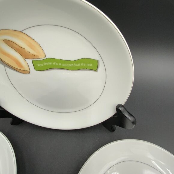 Set of 4 Fortune Cookie Appetizer Plates Nancy Green Boston Warehouse Trdg 2002 - Picture 2 of 8